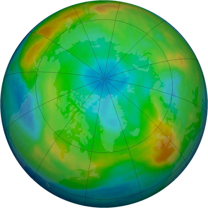 Arctic ozone map for 25 December 2013